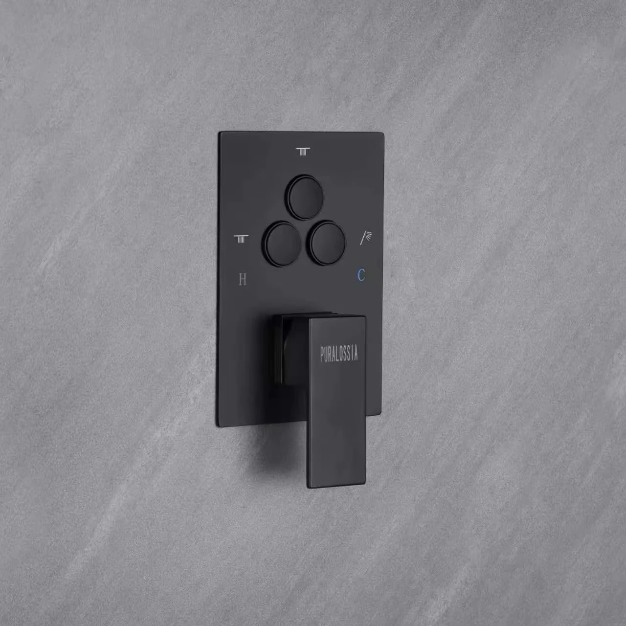 PURALOSSIA High quality all-brass black three function shower faucet  temperature adjustment switch Bathroom Shower System