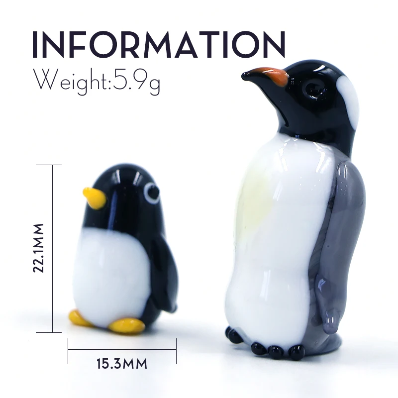 Miniature Small Murano Lampwork Little Glass Animal Penguin Figurine