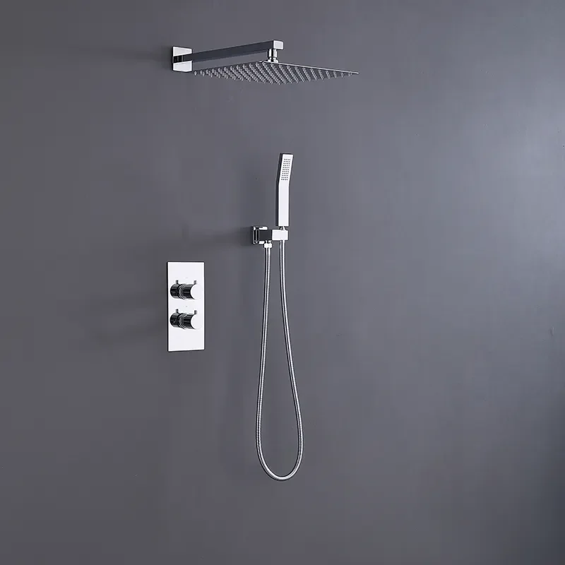 Modern Design Chrome Shower Valves Thermostatic Shower Faucets Column Brass Shower Set