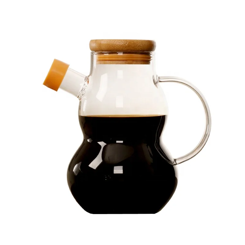 Multifunctional 250ml 300ml 500ml High Borosilicate Glass Bottle Olive Oil Sauce Condiment Cooking Dispenser for Kitchen
