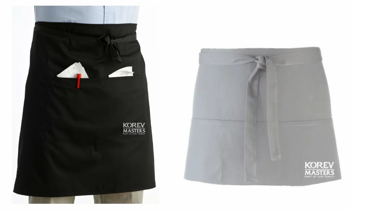 Newest custom black waterproof Cotton embroidery mini half work apron