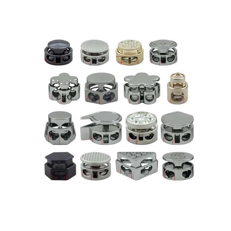 Customize zinc alloy metal cord end caps locking extension line lock large hole stopper gold silver and back buckles