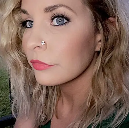 Wholesale Hot Sale Pierced C-Shaped Nose Ring Inlaid Zircon Leaves Rose Flower Nose Piercing Jewelry