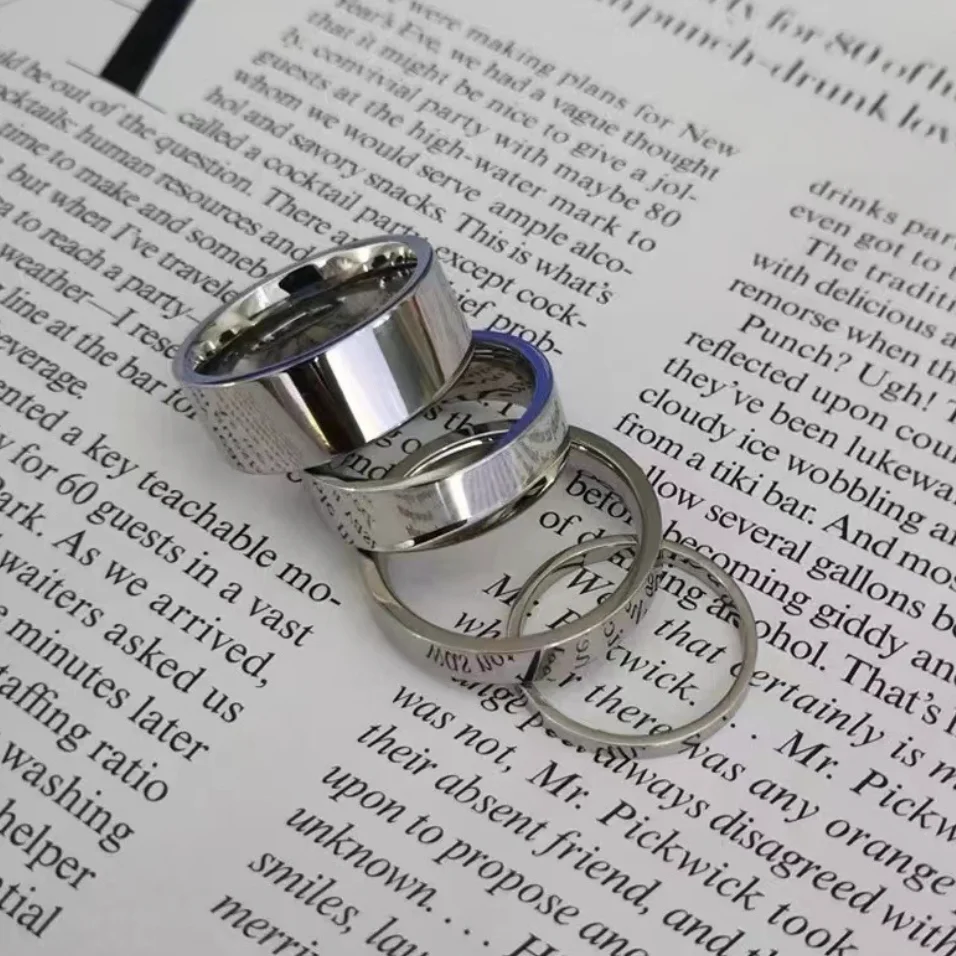 Minimalist Engraved Flat Band rings gold 18k rings jewelry women plated Non Tarnish Wide Thick Cigar Stacking Ring