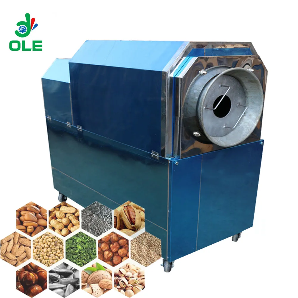 Horizontal Electric Gas Small Peanut Roaster Oven 25-100kg/h Sunflower Seeds Chestnuts Roasting Machine