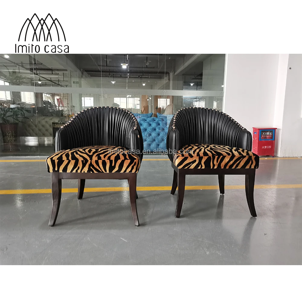 IMITO CASA Italian Leopard Print Dining Room Chair Hotel & Restaurant Plicated Chairs Modern High Class Wooden Dining Armchair