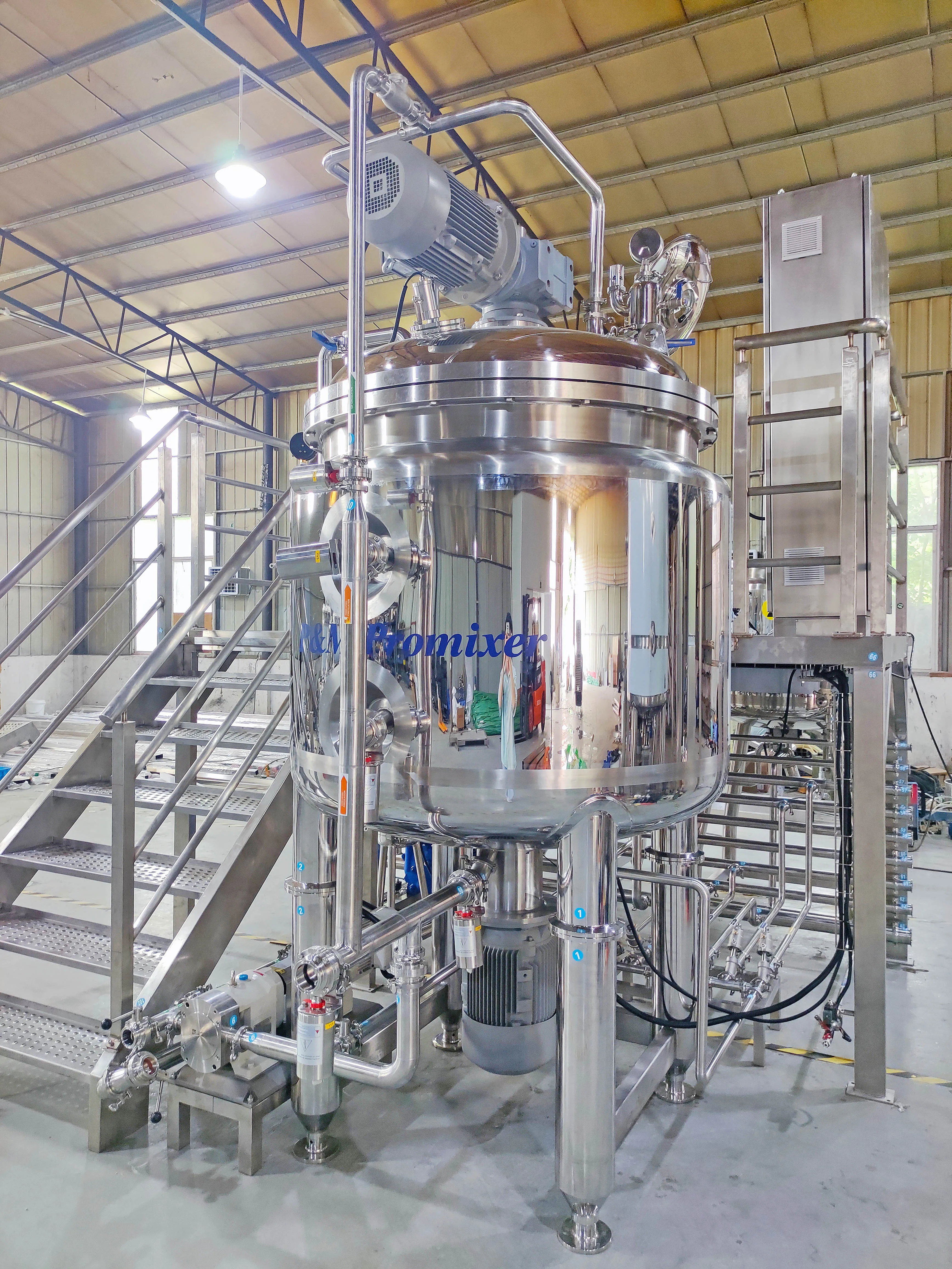 1000L fixed shampoo Shower gel Detergent Dish Soap liquid mixing and homogenizing of vacuum homogenizer mixer lotion emulsifier