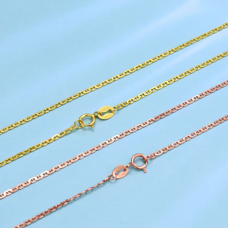 Genuine High quality bulk italian chain jewelry necklace 925 sterling silver 18k gold plated thin box chains for women