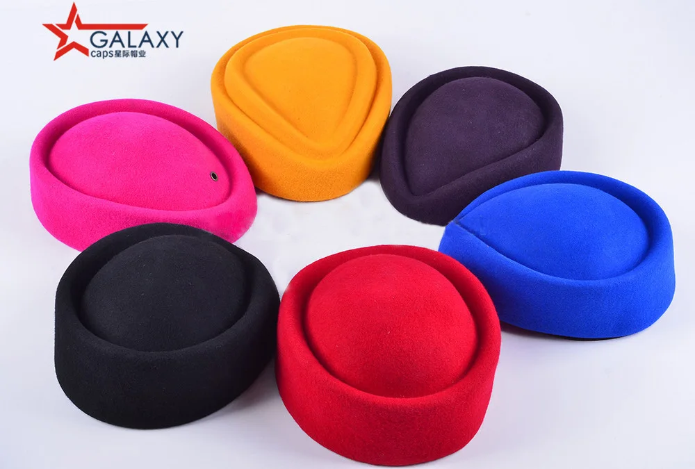 High quality airline stewardess career Hostess Uniform hat round top air hostess hat