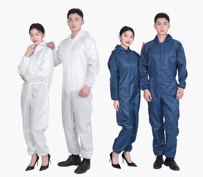 nti-static Clothing One-piece Hooded Dust-free ESD Workwear Dust-proof Coat Overalls Workshop Food Clean Uniform Set