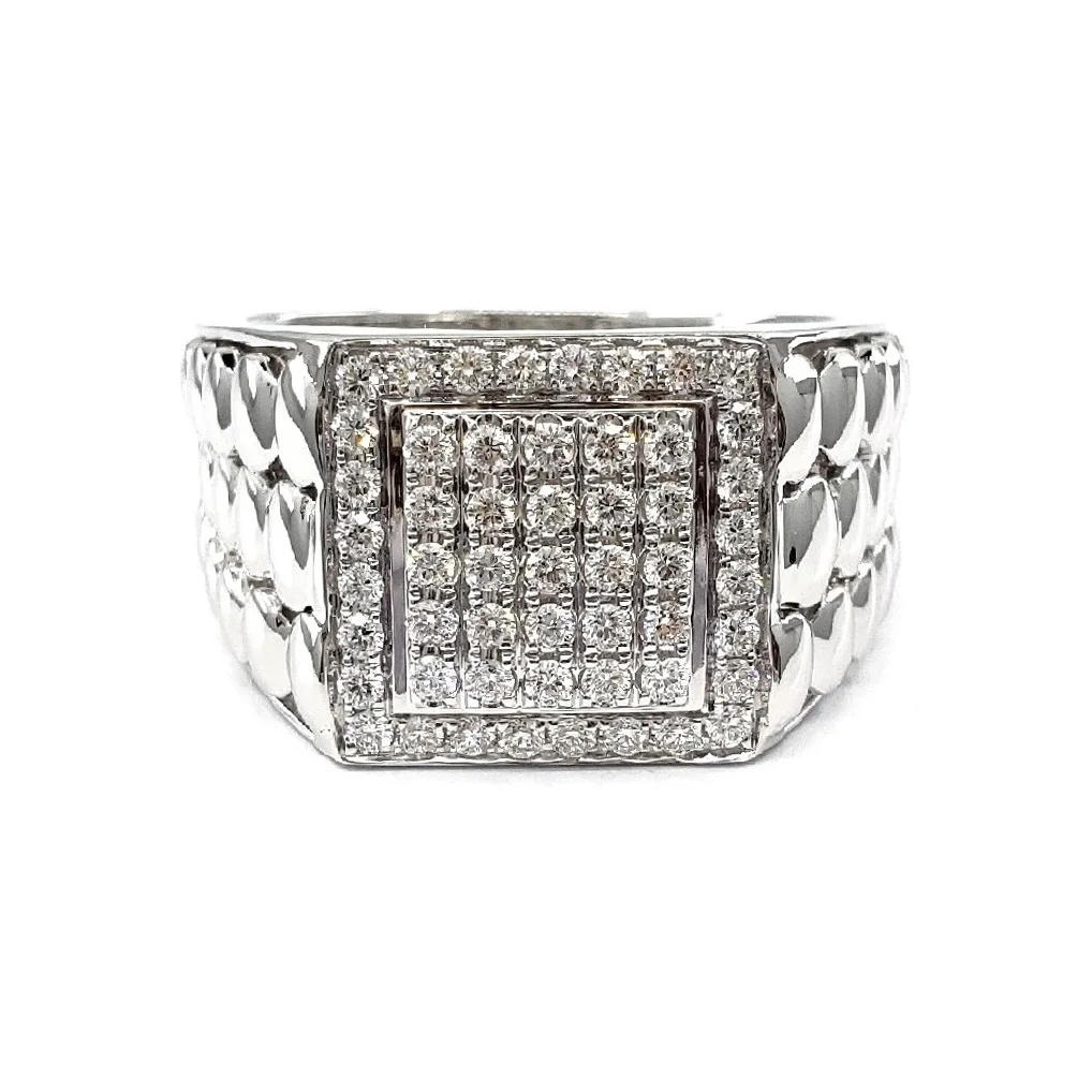 Jewellery Manufacturers Shinning Solid Gold Millionaire 18k White Gold High Quality Diamond Square surface Man Rings For Lover