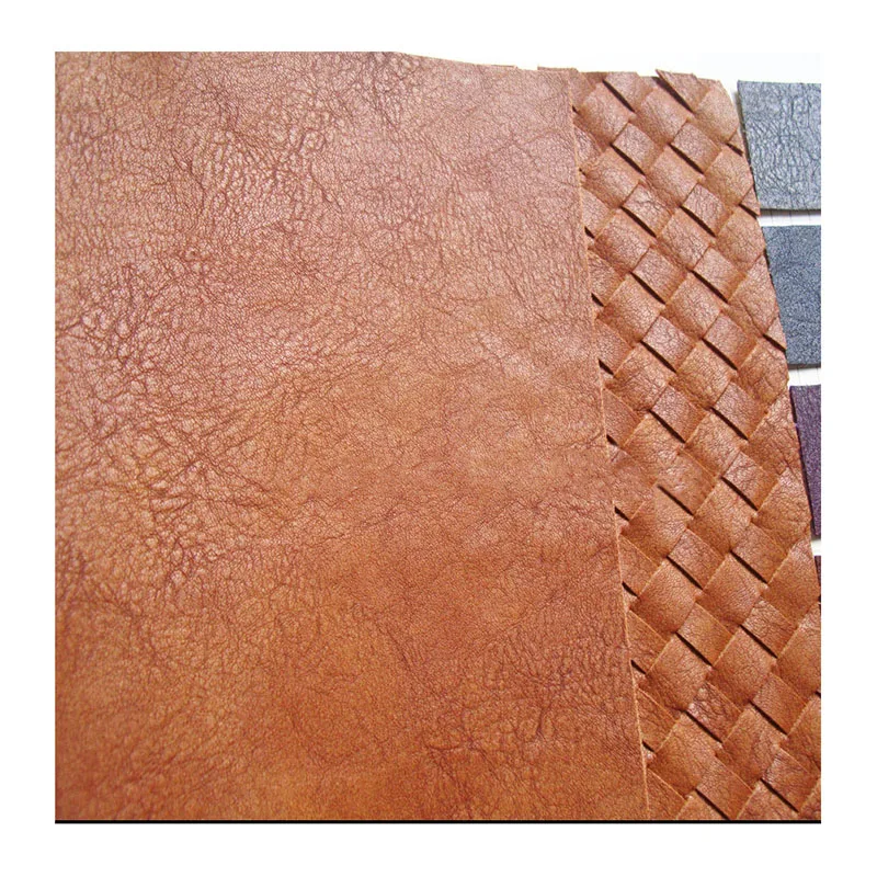 Fashion Embossed Woven Texture embossing PU artificial  Faux leather