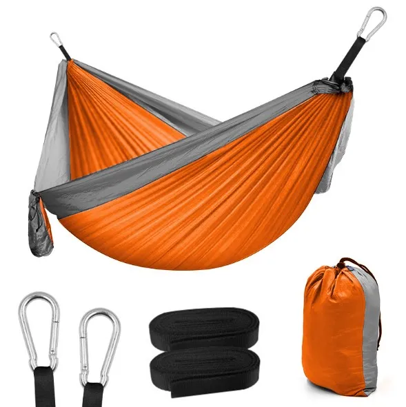 
Hot Sells On Amazon Double Hammock Adult New Outdoor Backpacking Travel Survival Sleeping Bed Portable With 2 Straps 2 Buckle 
