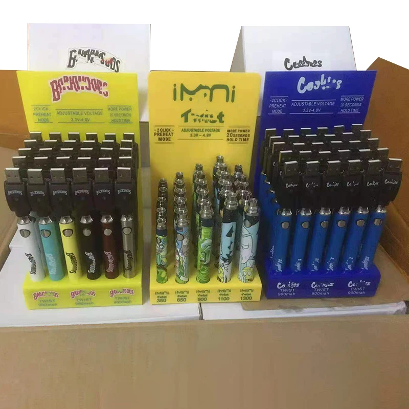 Factory Supply Cookies 900mah 30CT Display Voltage Twist Slim Vapes Batteries 510 Thread Battery for