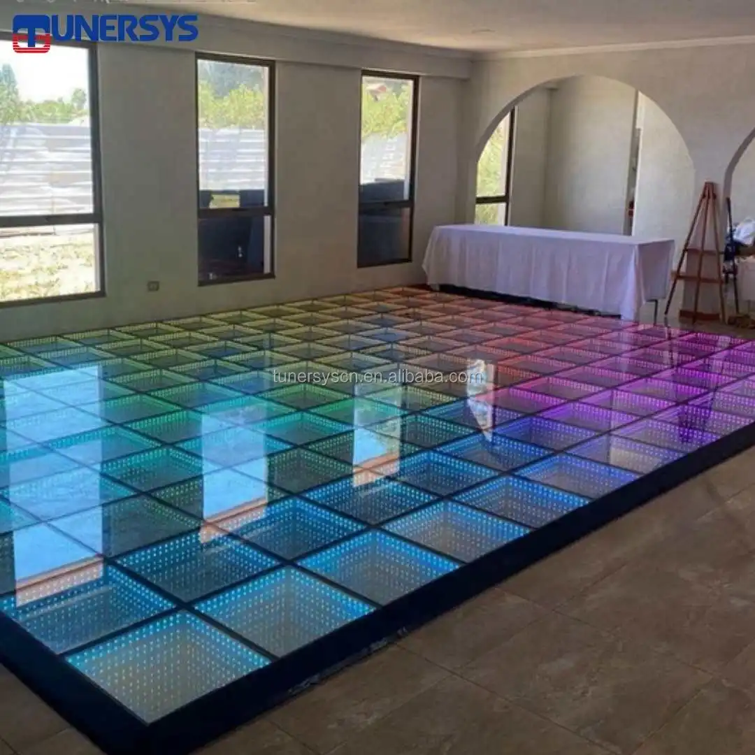 TUNERSYS высококачественные RGB напольные танцевальные панели Стеклянные Диско-Ночные Клубные прожекторы DMX Color 3d бесконечное зеркало СВЕТОДИОДНЫЙ танцпол