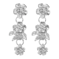 Fashion Style Pave 925 Flower Crystal Gold Clip On Earrings For Women