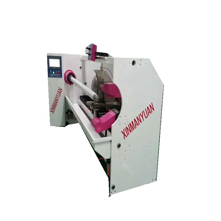 Single shaft automatic jumbo roll tape,fabric ,paper roll cutting machine