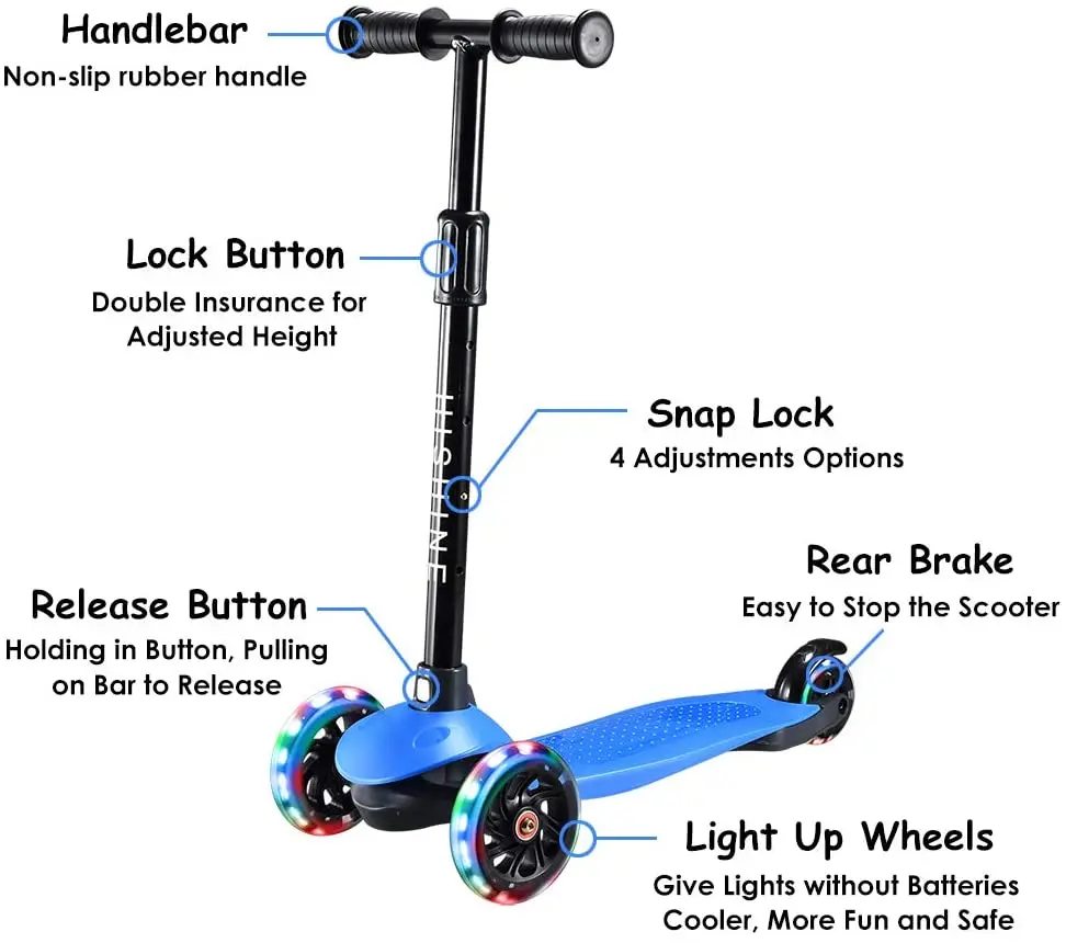 Wholesale cheap adjustable height kid kick scooters with three wheel