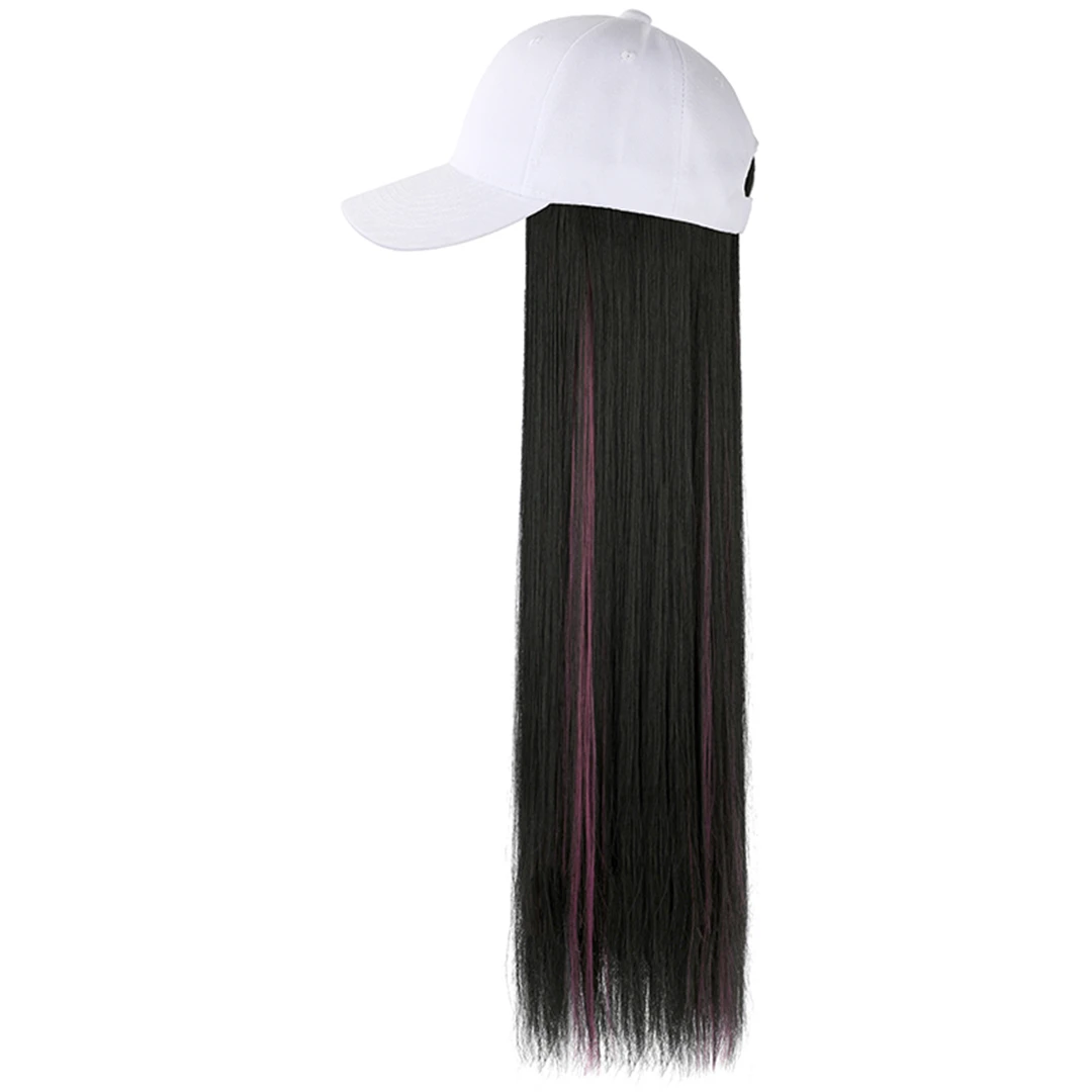 Popular Wig Vendors Simulation Hair Wig Monochrome Long Straight Brown Wig Hat for Girl