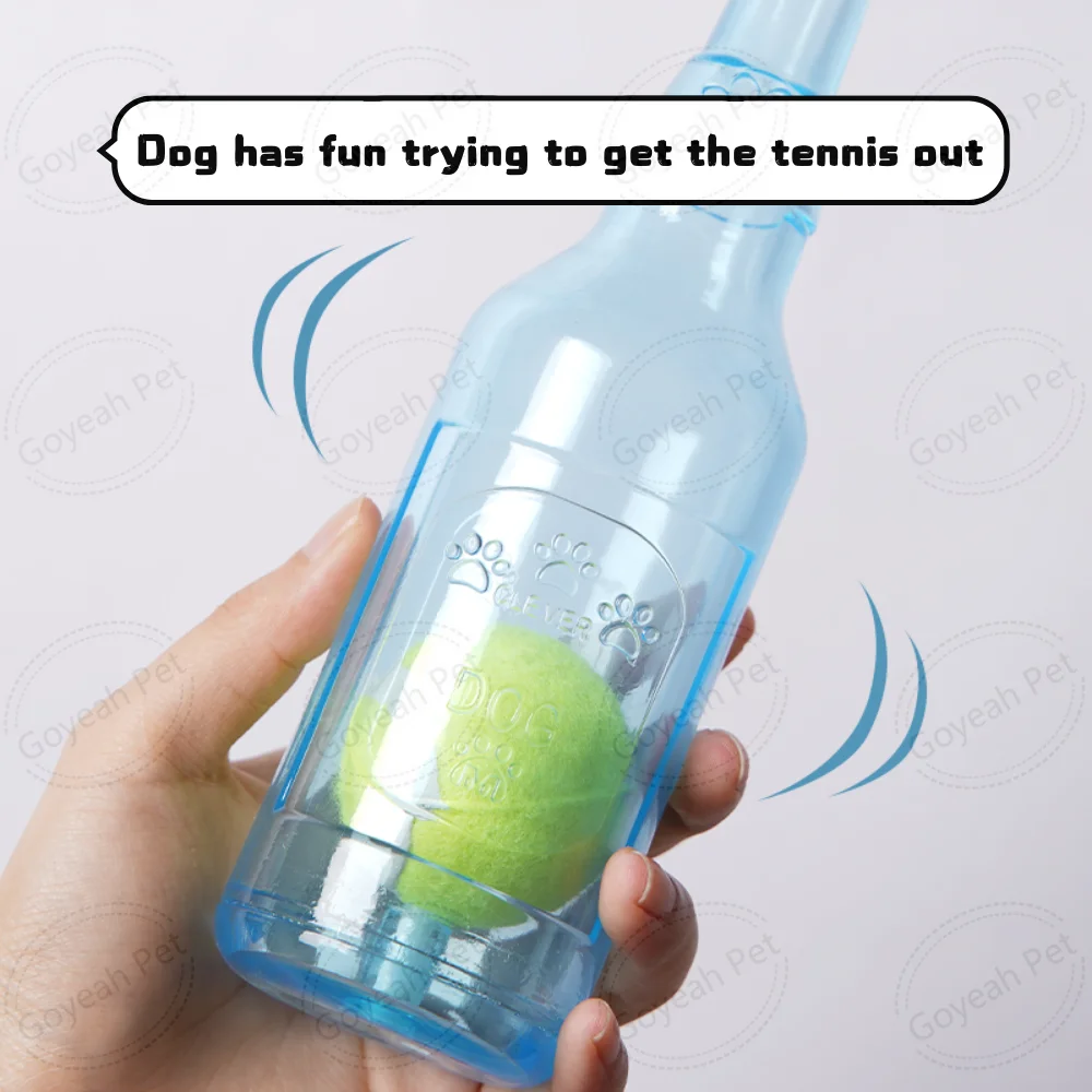 Interactive Dog Retriever Toy Squeaky Dog Bottle Toy With Tennis Ball Inside