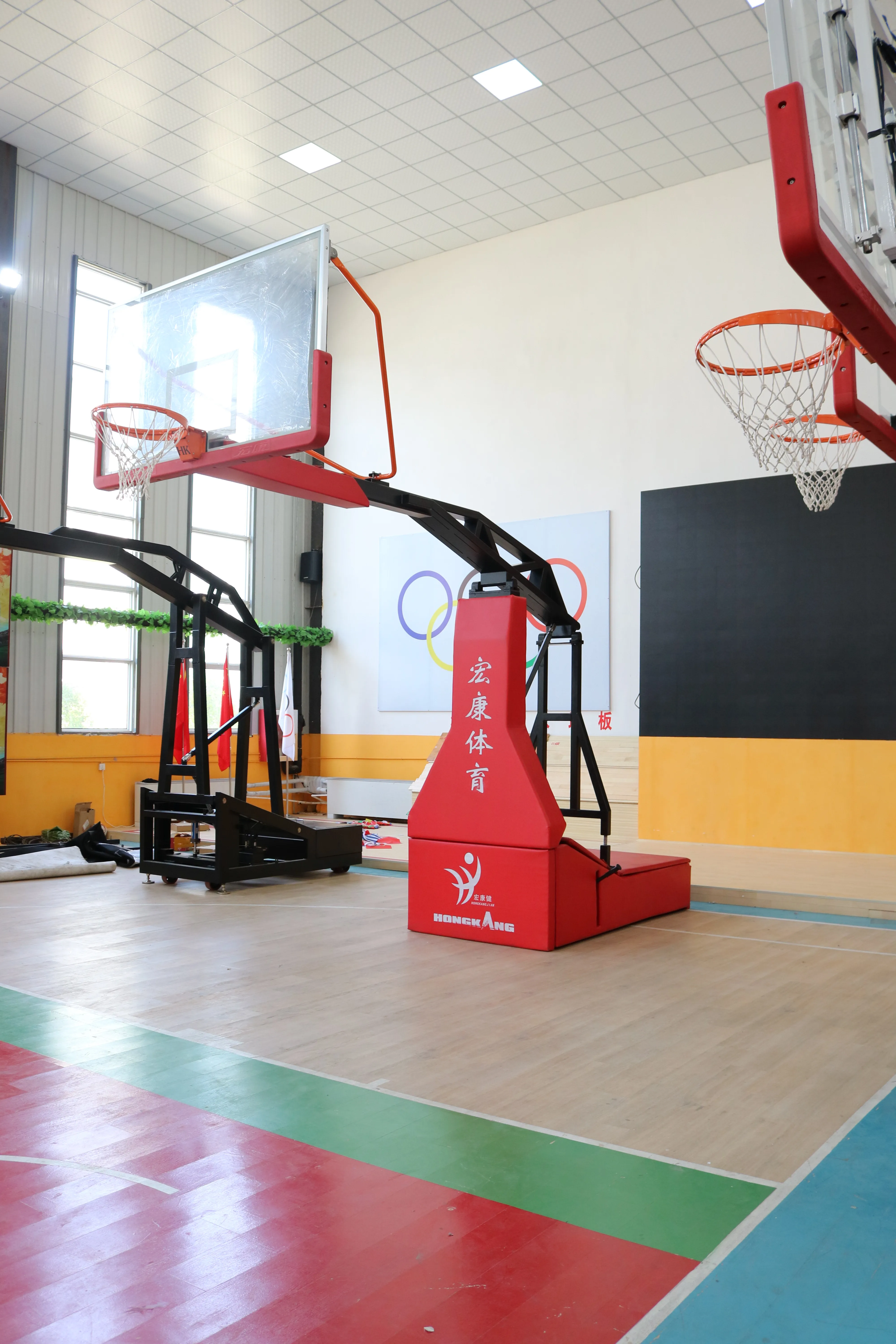 FIBA standard Advanced basketball game stand Manual hydraulic basketball backstop unit basketball hoop stand