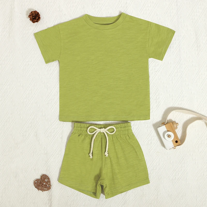 2024 INS Summer Style Cool Fabrics 100% Cotton Unisex bamboo baby clothes Normal Standard Short Sleeves Shorts Baby Outfits