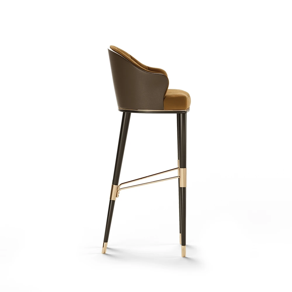 Italian designers light luxury solid wood bar stools modern bar furniture modern hotel bar chairs customized high footed stools