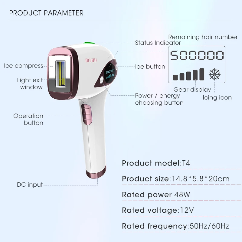 Mlay high-end home beauty instrument can turn on off the cooling function hair removal instrument at will