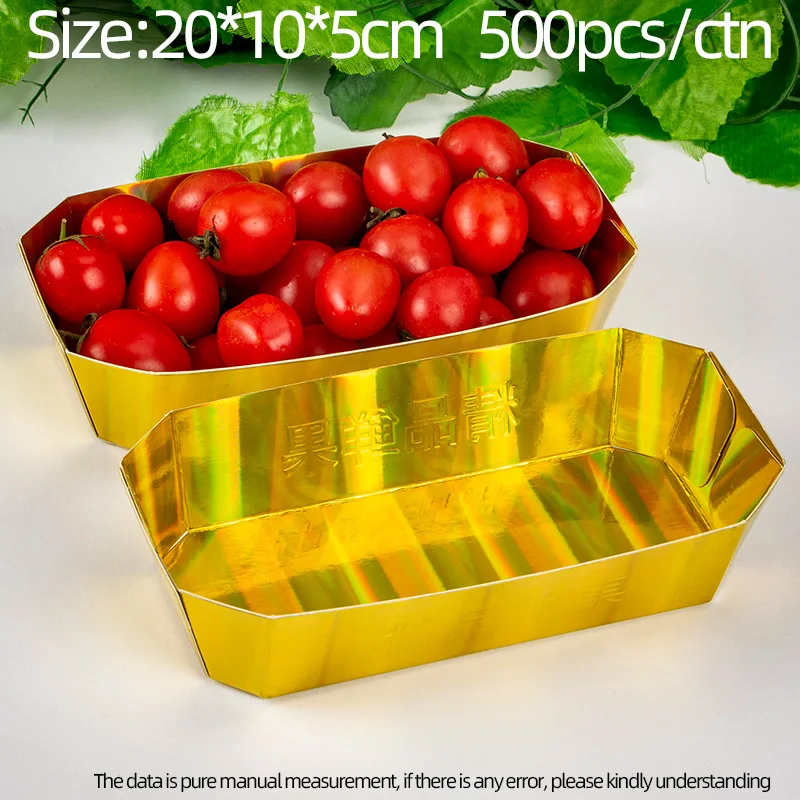 Disposable Cardboard Tray Fruit Packaging Cherry Tomato Box Fresh Fruit Take Away Paper Fruit Tray