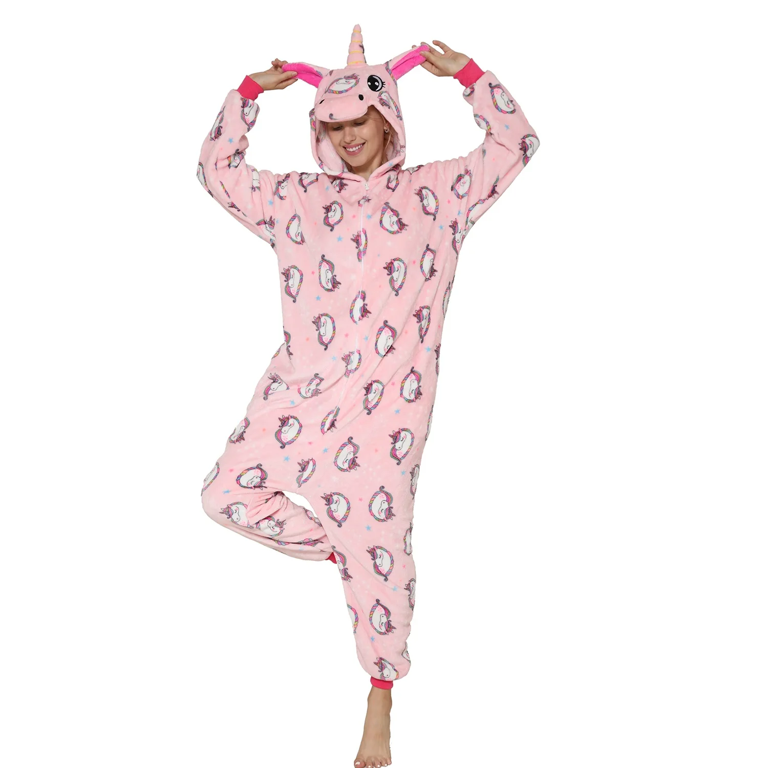 Wholesale Carnival Costume Pajamas Pink Unicorn Animal Halloween Costumes Cosplay Sleepwear Costume