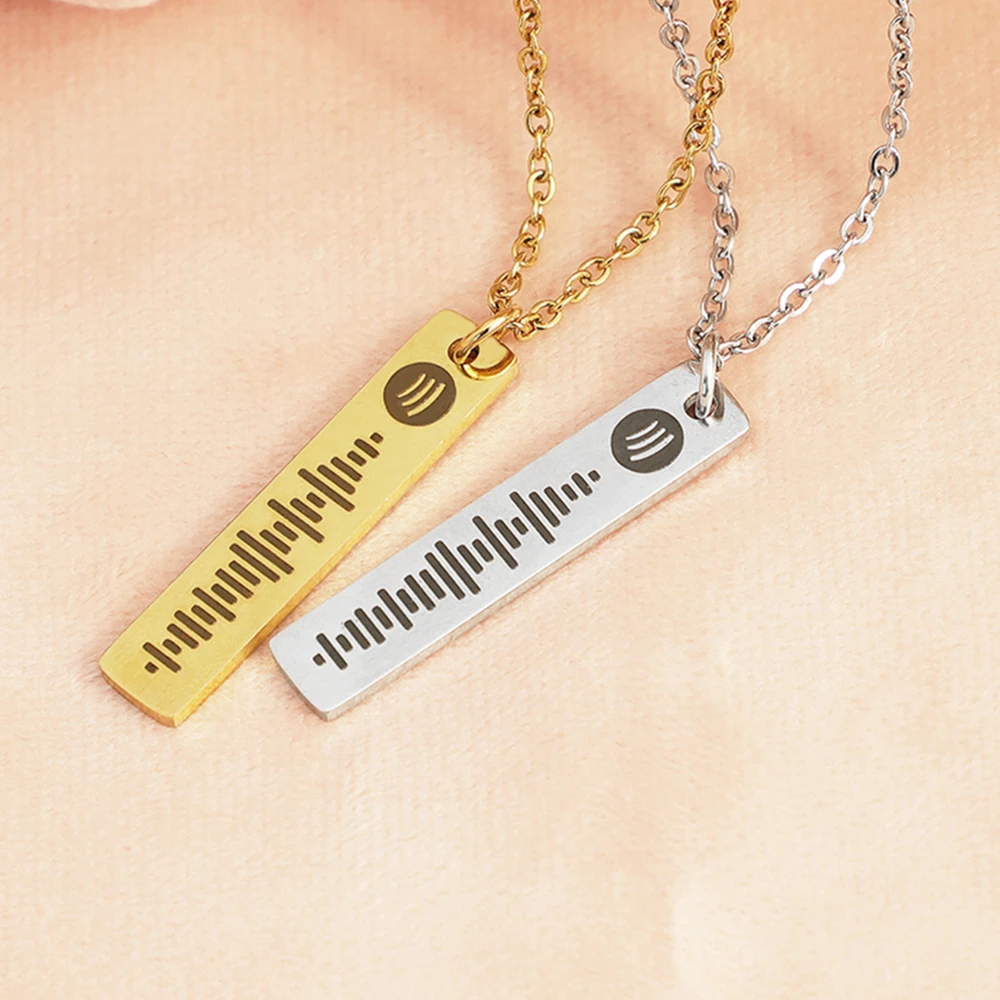 Handmade Hip Hop 18K Gold Stainless Steel PVD Plating Engraved Soundtrack Morse Code Clavicle Necklace
