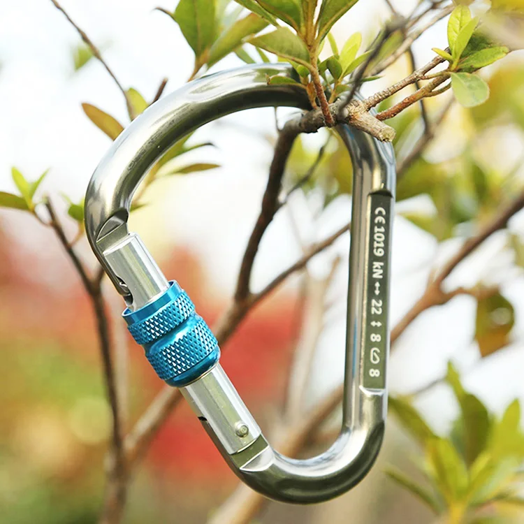High Hardness 25kN Large Opening HMS Aluminium Screwgate Outdoor Rock Climbing Locking Carabiner hooks