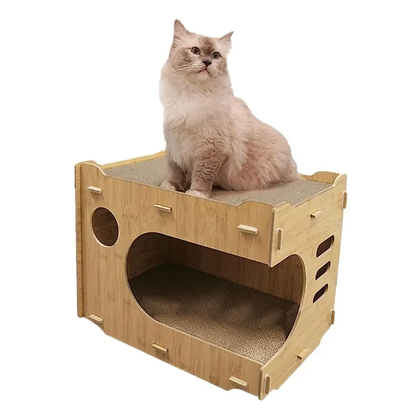 Pet cat cave bed nest condo perch cage indoor villa scratcher cardboard cute cat house