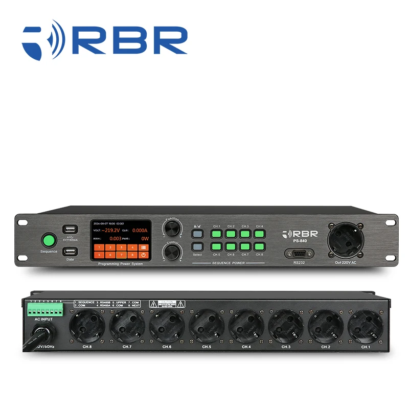 Сенсорный дисплей PS840 9CH контроллер последовательности питания с розеткой ЕС Вольтметр Амперметр