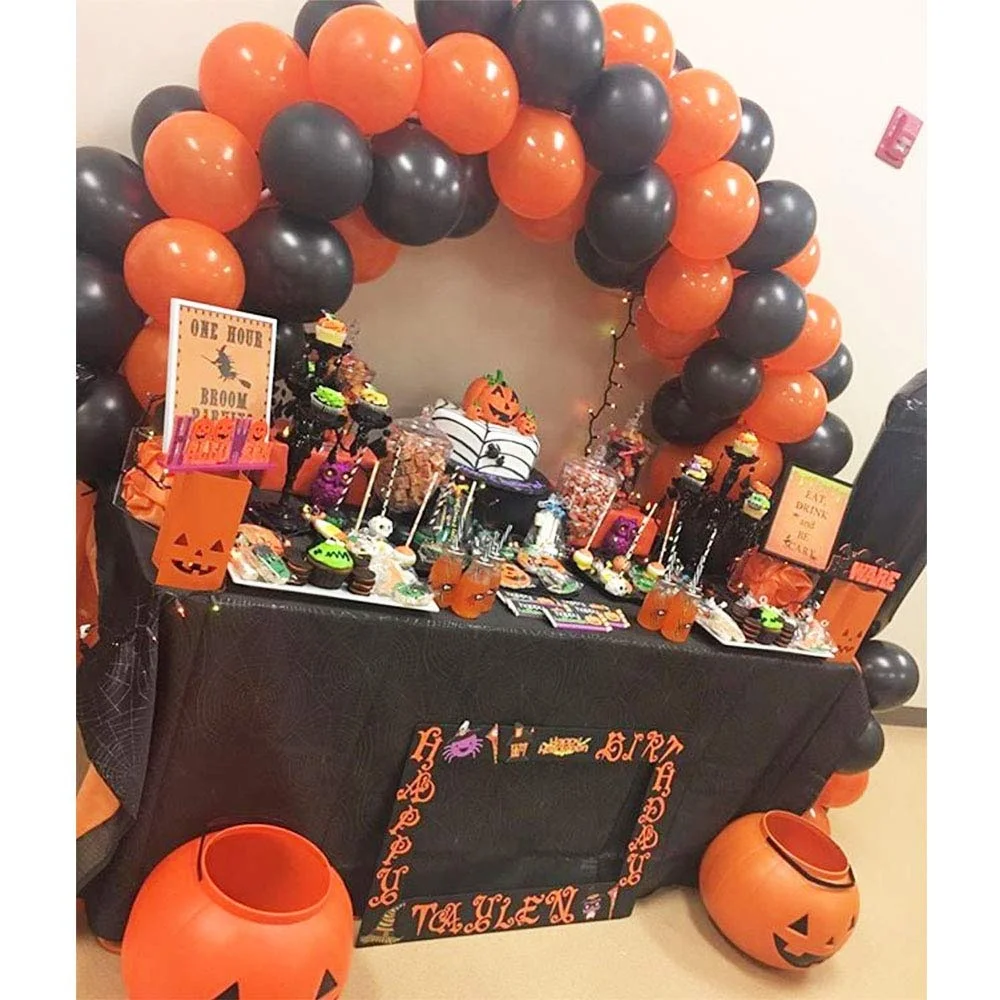 Halloween Party Decorations Orange Black Balloons Set Pumpkin Boot Happy Halloween Garland Mylar Star Balloons Tattoos Supplies