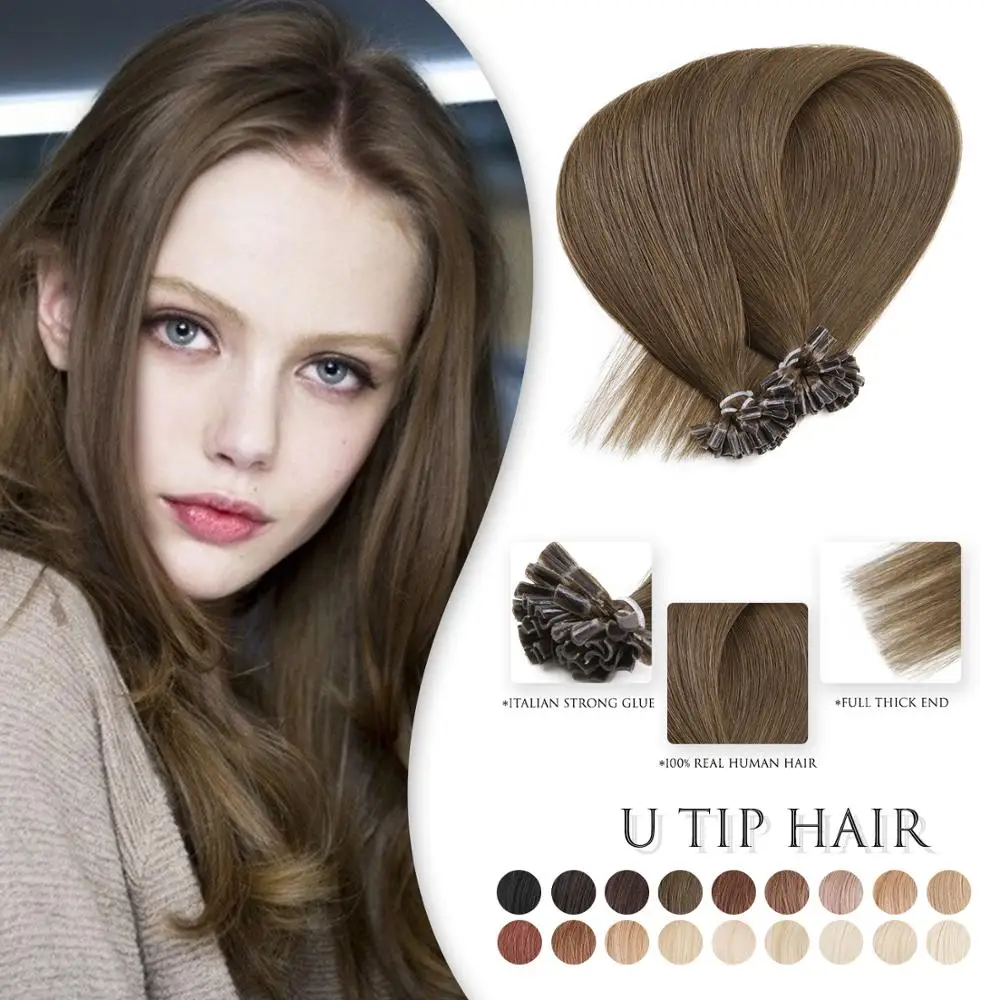 
K.S WIGS Single Drawn U tip Nail Tip Human Hair Extension Keratin Hair Extensions 