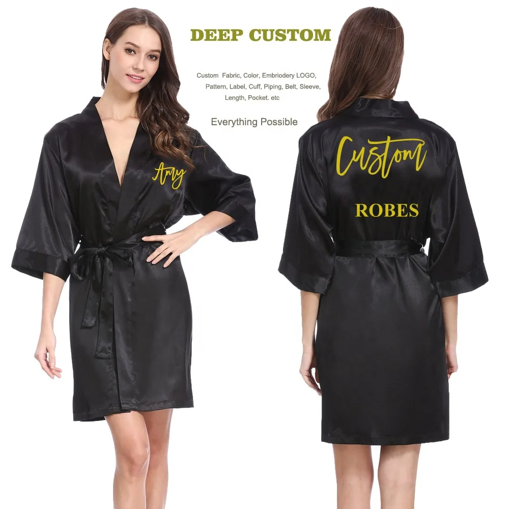 Embroidered Silk Robe Personalized Name With LOGO Bridal Robes Women Satin Wedding Party Sleepwear