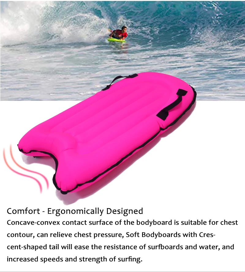 KingGear Inflatable Bodyboard Surfboard Lightweight Swimming Inflatable Floating Board for Kids
