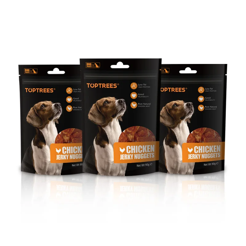 Natural Toptrees  fresh ingredients Net weight 90g/bag chicken jerky nuggets
