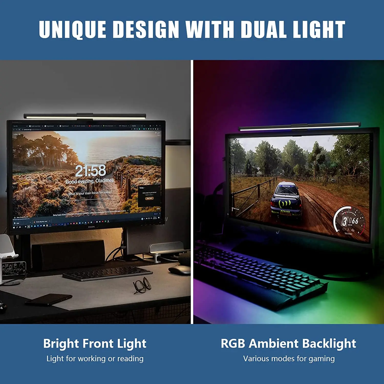 Eye care USB powered e-reading LED task lamp RGB computer smart screen monitor light bar home office desk lamp