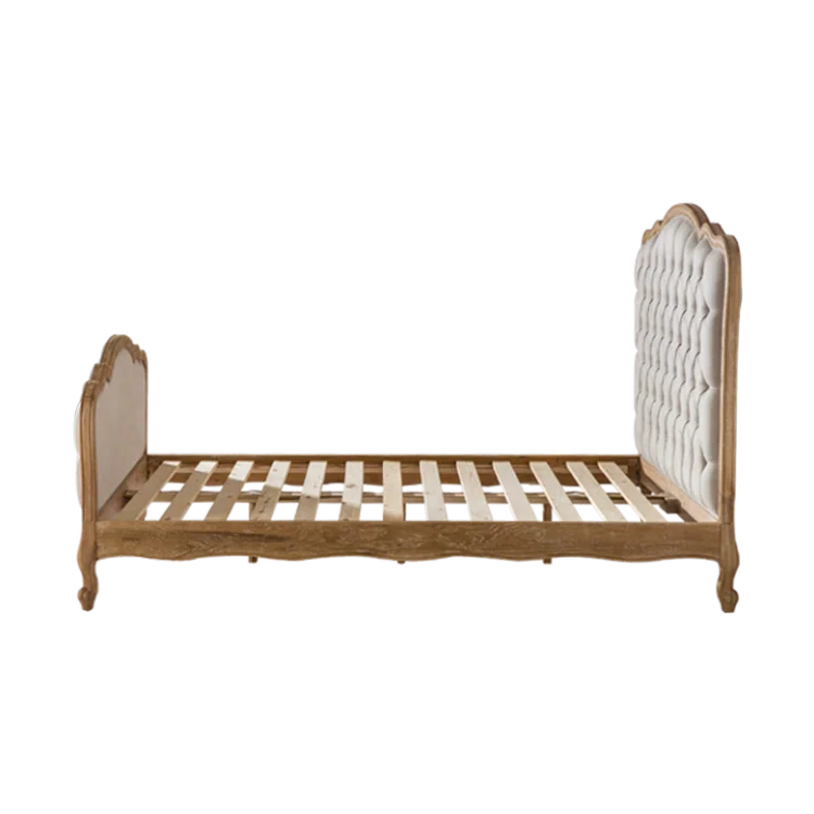White washed queen king size modern tufted bed frame french bed