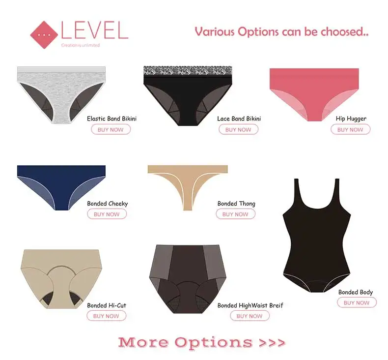 LEVEL 035 Medium Days 4 Layers Absorbent Leak Proof Bikini Women Underwear Cotton Menstrual Period Panties