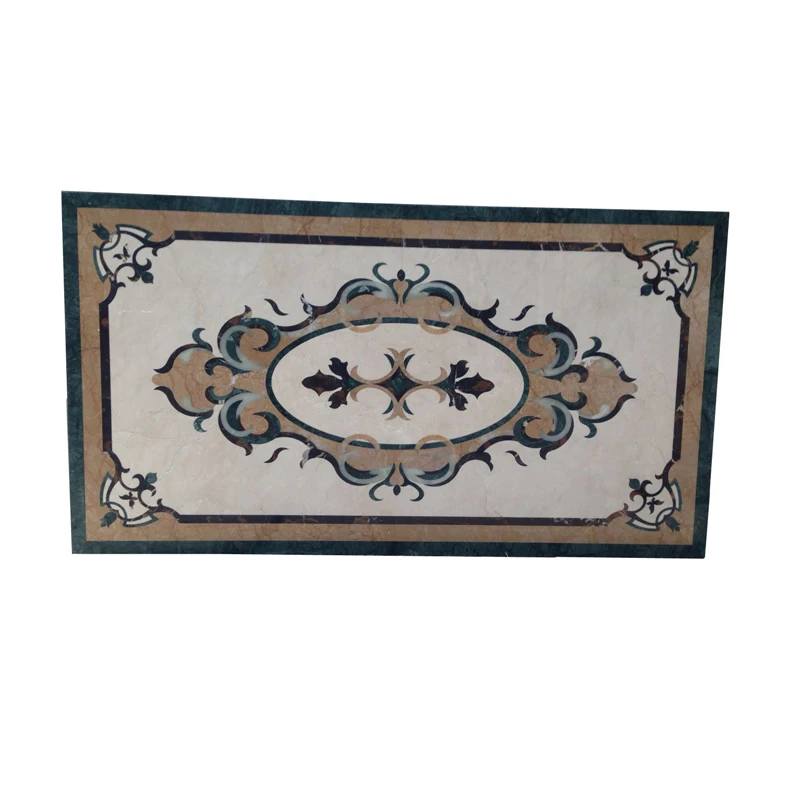 Marble floor waterjet medallion flower pattern design