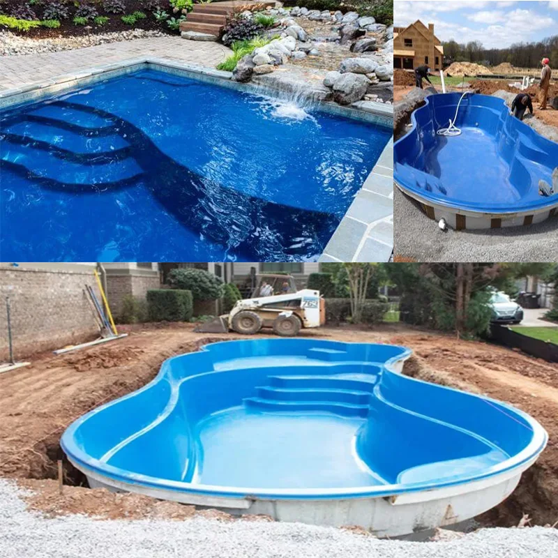 family house home villa modern pre fabricated frp swimming pool prices fiberglass pool inground 12 x 24 semi inground pool