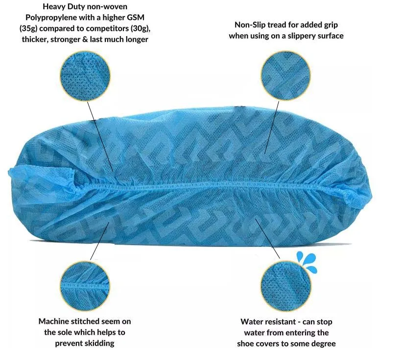 disposable waterproof pe non woven cpe polyethylene Anti Slip Protective safety protector printing Protective medical shoe cover