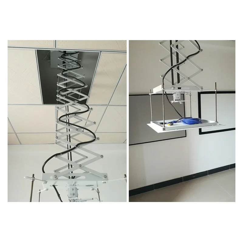 Motorized Ceiling Recessed Projector Lift Electric Double Scissor Ceiling Projector Lifts With Remote Control