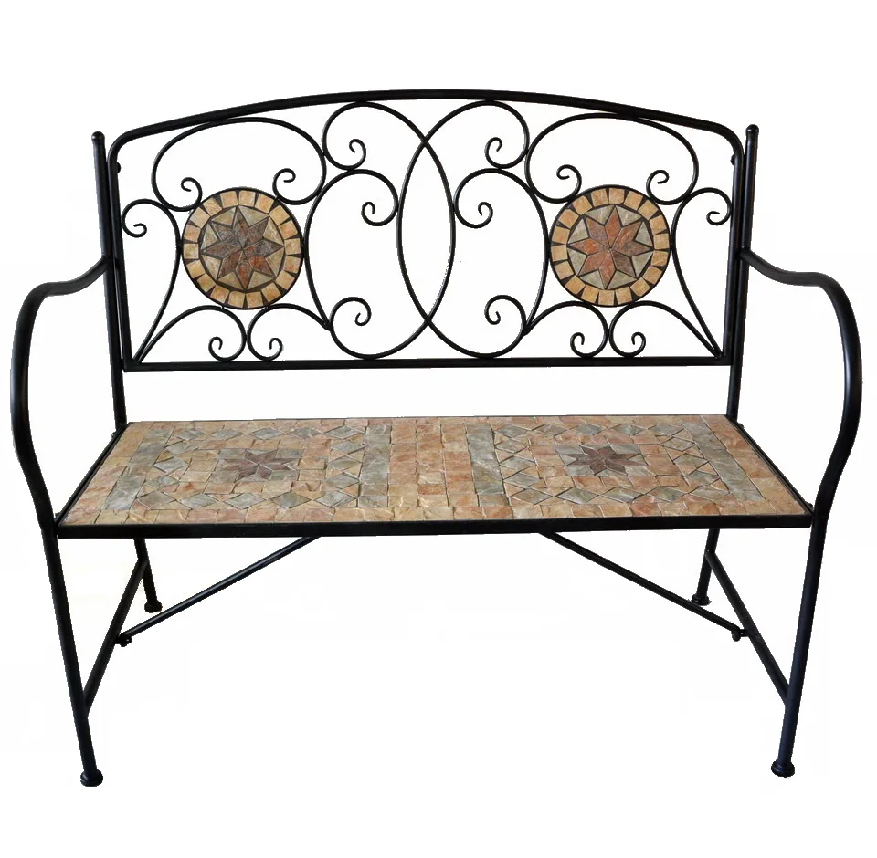 metal furniture mosaic art top heavy park garden seating Outdoor Bench