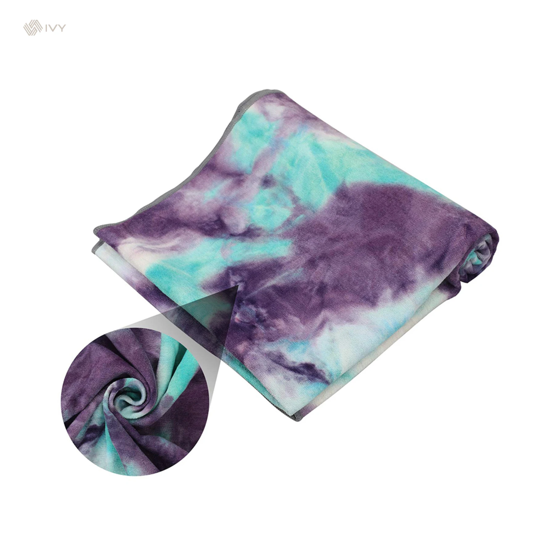 Wuxi Ivy Textile Portable Absorbent Wholesale Hot Yoga Long Towel Grippy Thick Non Slip Yoga Mat Towel with Grip Eco-Friendly