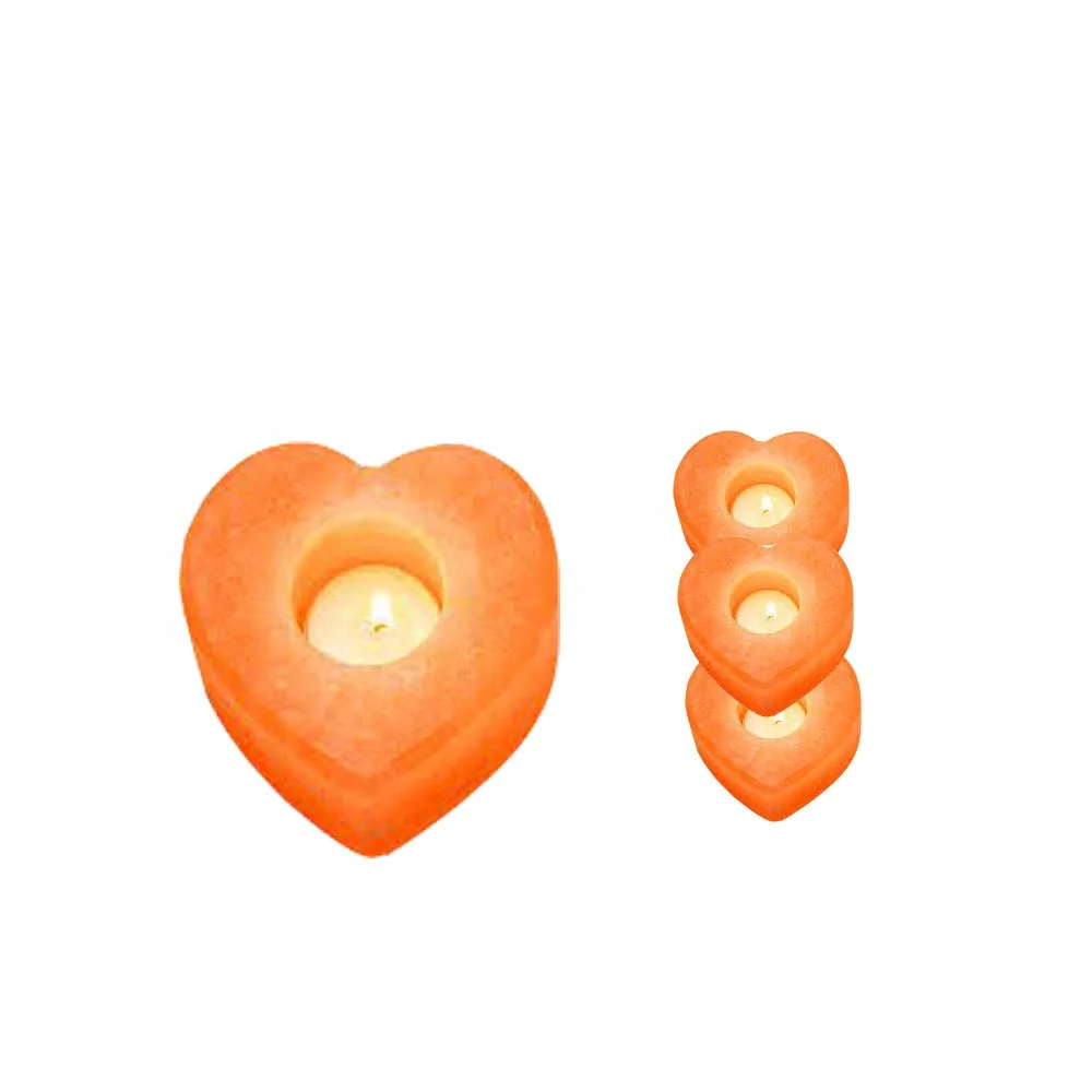 High Quality Enhance Ambiance with Heart-Shaped Pink Salt Candle Holder - Sian Enterprises