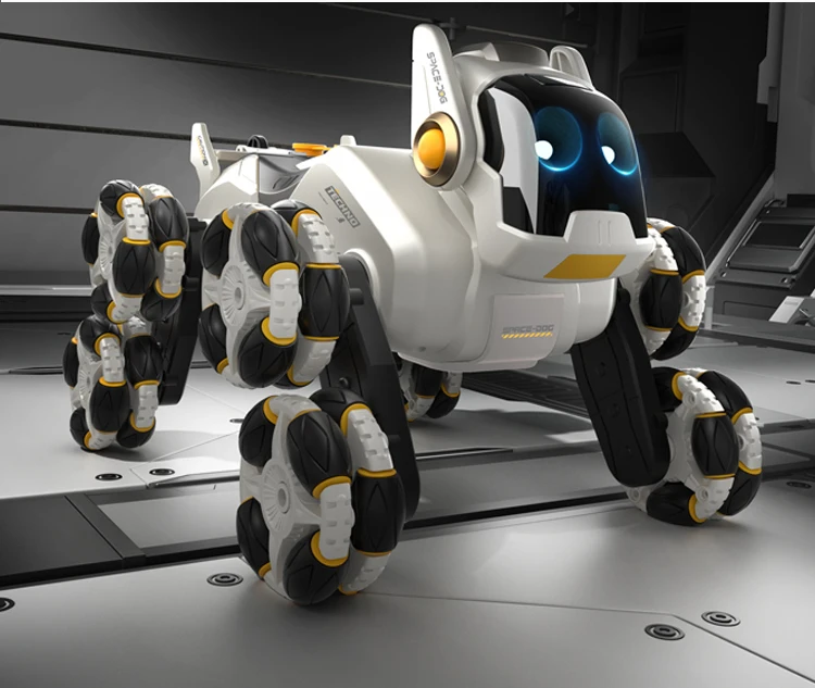 Remote Control Robot Dog Toy 8 Wheel RC Dog Car 2.4G Radio Control Stunt Animal with Futuristic Design
